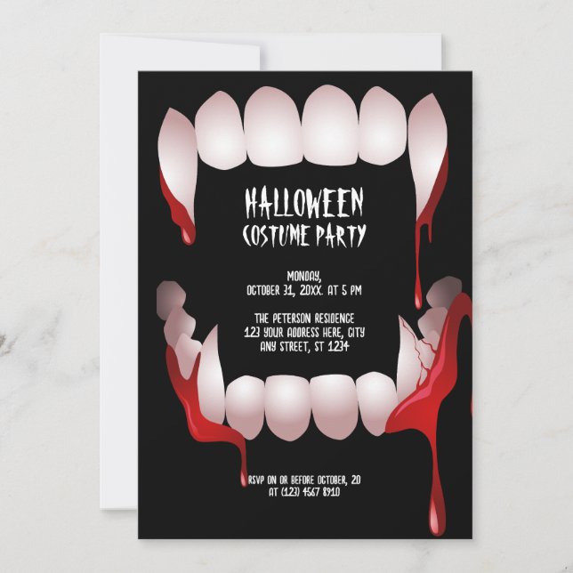 Dracula's Fangs Halloween Costume Party Invitation (Front)