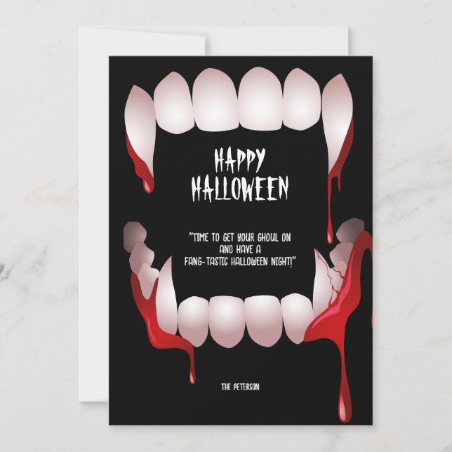 Dracula's Fangs Halloween Greeting Invitation (Front)