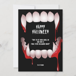 Dracula's Fangs Halloween Greeting Invitation