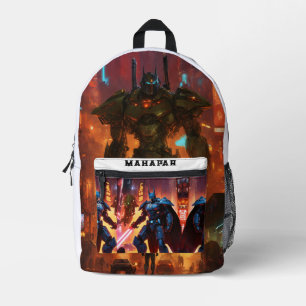 "Draculian Bat-Cyber Armour" Printed Backpack