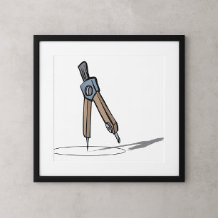 Drafting Compass Drawing Geometry Tool Poster
