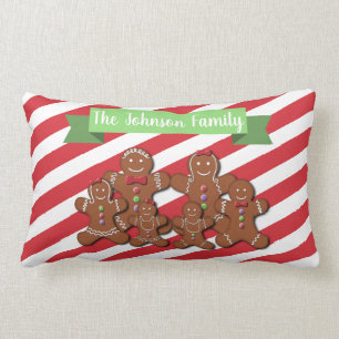Drag and Drop Personalized Gingerbread Holiday Lumbar Pillow