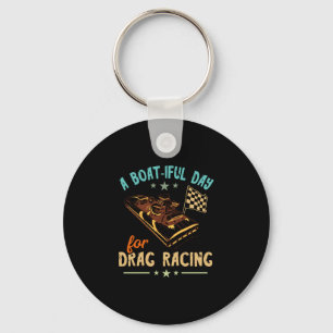 Drag boat racing beautiful day boater speedboat keychain