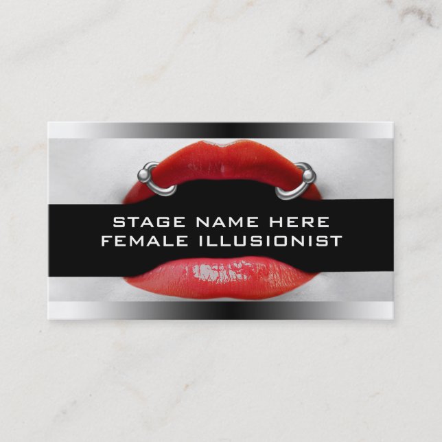 Drag Queen Pierced Red Lips Cartes de visite (Devant)
