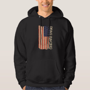 Drag Racing American Flag  Drag Racing Lover Premi Hoodie