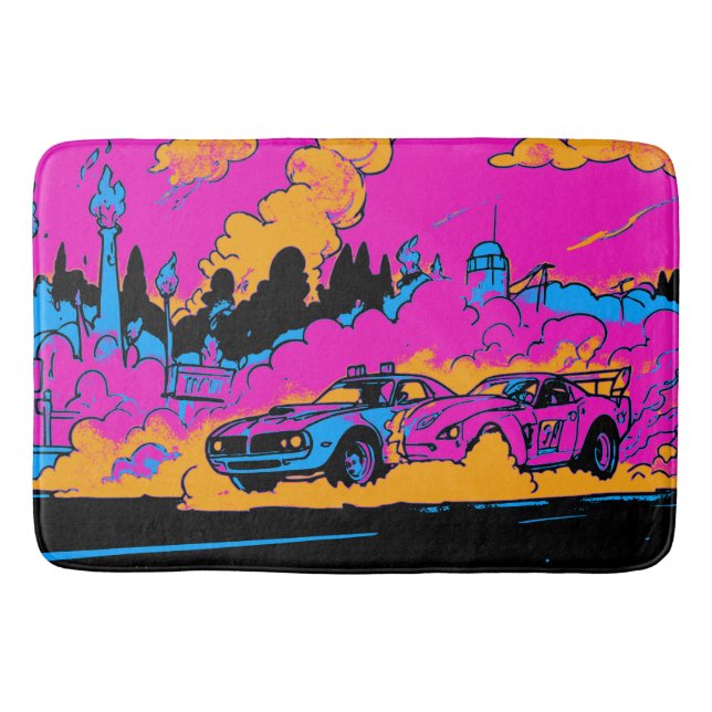 Drag-Racing Burn-Out - Drag-racing Cars Bath Mat (Front)