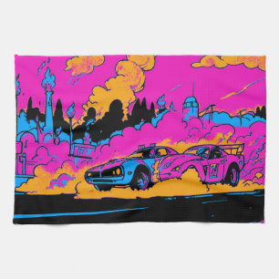 Drag-Racing Burn-Out - Drag-racing Cars Kitchen Towel