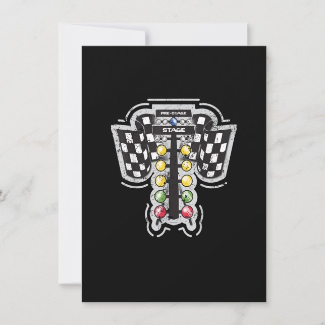 Drag Racing Christmas Tree Lights Drag Racing T Sh Invitation (Front)