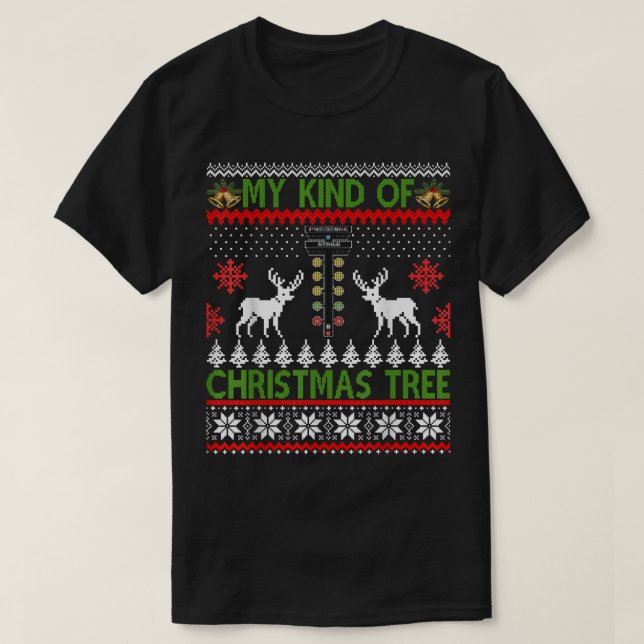 Drag Racing Christmas Tree Ugly Xmas Sweater  (Design Front)