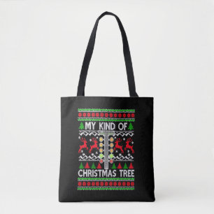 Drag Racing Christmas Tree Ugly Xmas Sweater Tote Bag