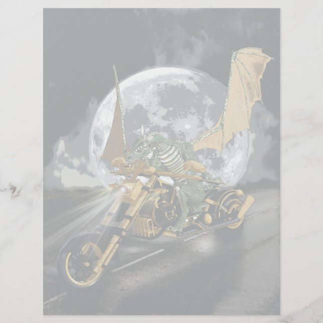 Drag-racing Dragon and Moon Fantasy Artwork (Front)