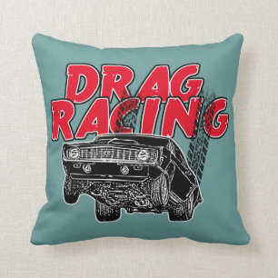 Drag racing throw pillow