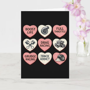 Drag Racing Valentine Candy Hearts Card