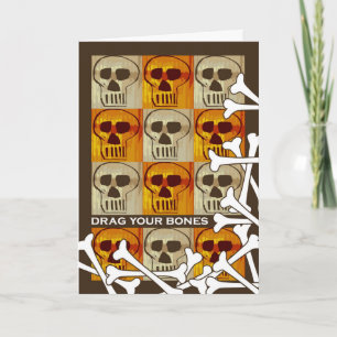 Drag Your Bones, Halloween Party Invitation, Skull Invitation