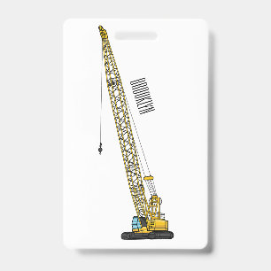 Dragline excavator cartoon illustration badge