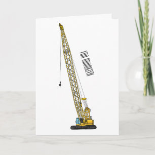 Dragline excavator cartoon illustration card