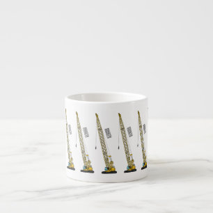 Dragline excavator cartoon illustration espresso cup