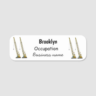 Dragline excavator cartoon illustration name tag