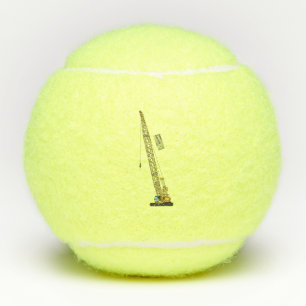 Dragline excavator cartoon illustration tennis balls