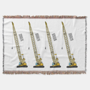Dragline excavator cartoon illustration throw blanket