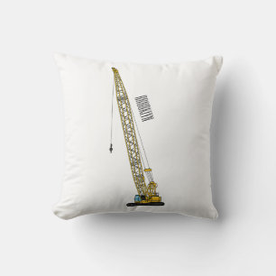 Dragline excavator cartoon illustration throw pillow