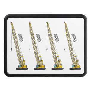 Dragline excavator cartoon illustration trailer hitch cover