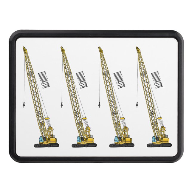 Dragline excavator cartoon illustration trailer hitch cover (Front)