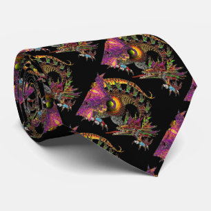 DRAGO / FANTASY DRAGON IN GOLD PURPLE AND BLACK TIE
