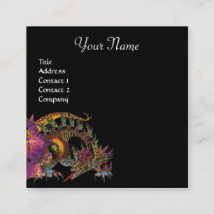DRAGO / Fantasy Dragon Monogram Black Purple Square Business Card