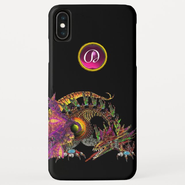 DRAGO,FANTASY DRAGON,PINK PURPLE GEMSTONE MONOGRAM Case-Mate iPhone CASE (Back)