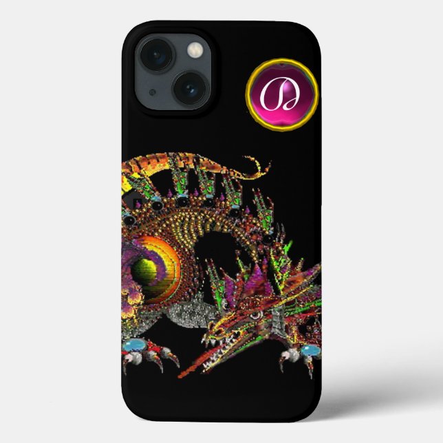 DRAGO,FANTASY DRAGON,PINK PURPLE GEMSTONE MONOGRAM Case-Mate iPhone CASE (Back)