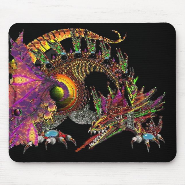DRAGO / FANTASY GOLD DRAGON IN PURPLE AND BLACK MOUSE PAD (Front)