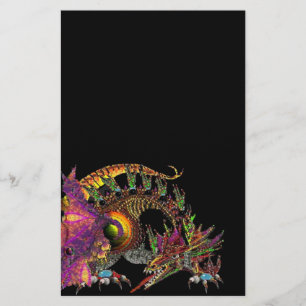 DRAGO / FANTASY GOLD DRAGON IN PURPLE AND BLACK STATIONERY
