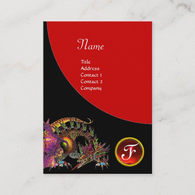 DRAGO GEM STONE MONOGRAM black purple violet ruby Business Card (Front)