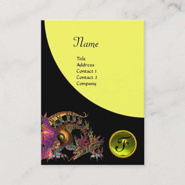 DRAGO GEM STONE MONOGRAM black purple violet topaz Business Card (Front)