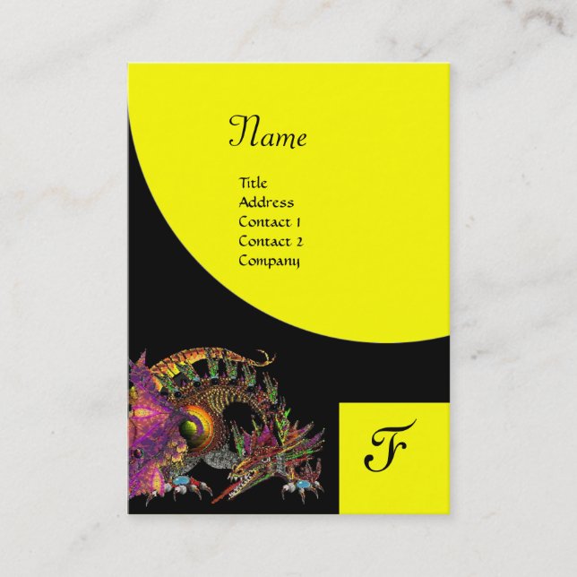 DRAGO, Monogram black purple  violet  yellow Business Card (Front)