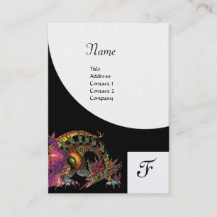 DRAGO, Monogram black purple white pearl paper Business Card