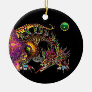 DRAGO Pink Green Jade Monogram Ceramic Ornament