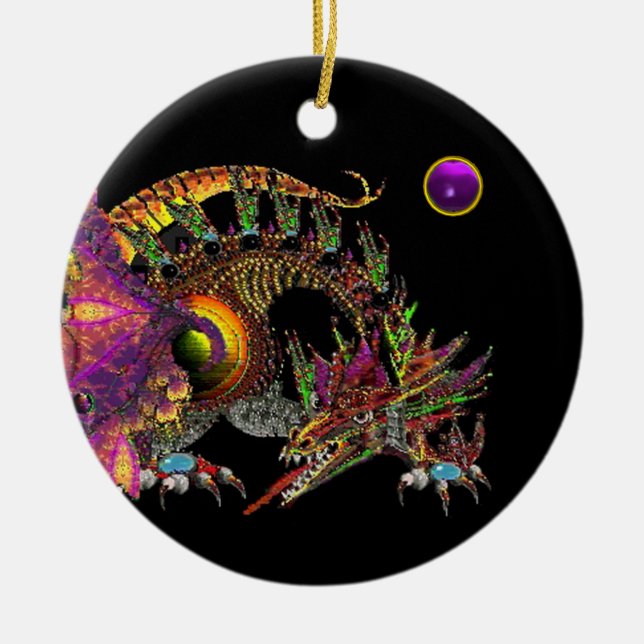 DRAGO Purple Amethyst Monogram Ceramic Ornament (Front)