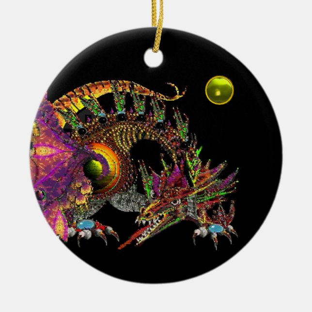 DRAGO Yellow Topaz Monogram Ceramic Ornament (Front)