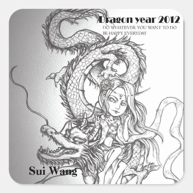dragon2012 square sticker (Front)