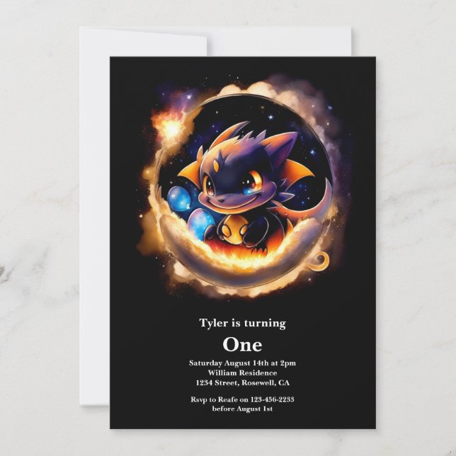 Dragon 1st Birthday Invitation (Front)