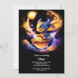 Dragon 1st Birthday Invitation