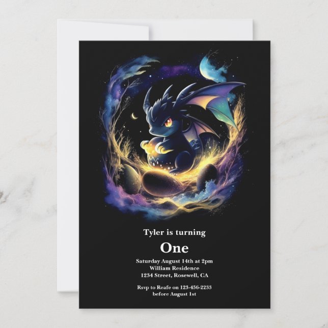 Dragon 1st Birthday Invitation (Front)