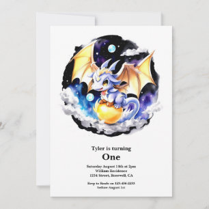 Dragon 1st Birthday Invitation