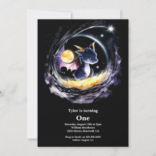 Dragon 1st Birthday Invitation