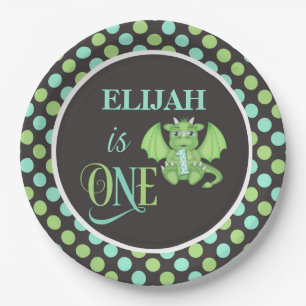 Dragon 1st Birthday Plates Personalized