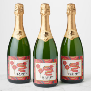 Dragon 2024 Red Chinese New Year Holiday Sparkling Wine Label