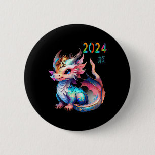 Dragon 2024 Year Of The Dragon Happy Lunar New Yea 2 Inch Round Button