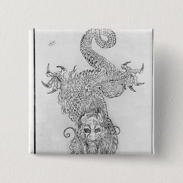 Dragon 2 Inch Square Button (Front)